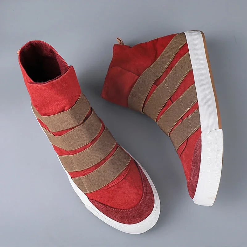 YBQJOO Korean High Cut Canvas Strap Casual Shoes | Unisex Canvas Casual Shoes Axl