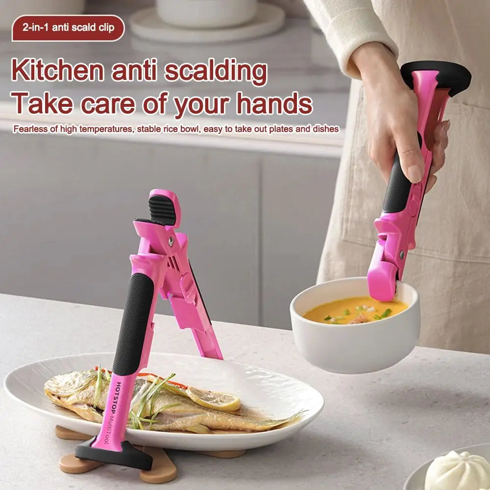 2-in-1 Silicone Bowl Clip Tongs – Non-Slip Kitchen Gripper Kitchen Bowl Clip Axl