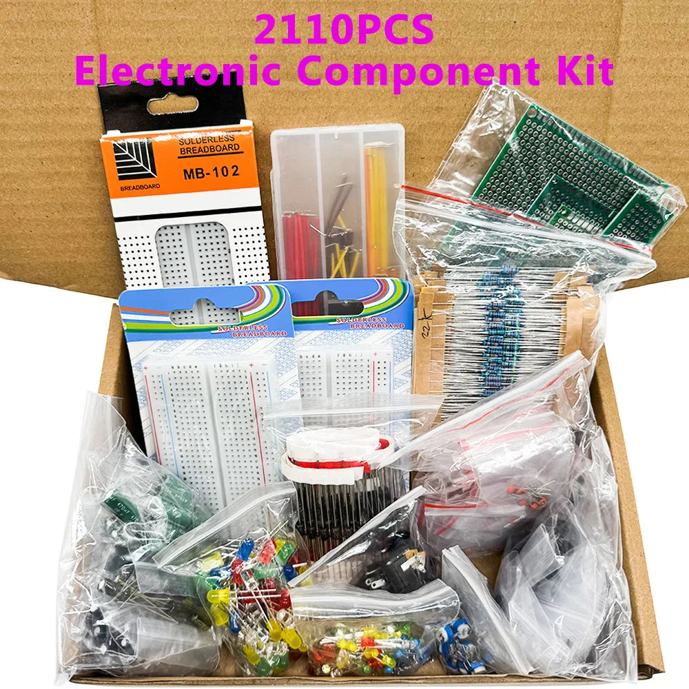 2110PCS Electronic Components Kit – Resistors, LEDs, Breadboard Electronic Components Kit Axl Default Title