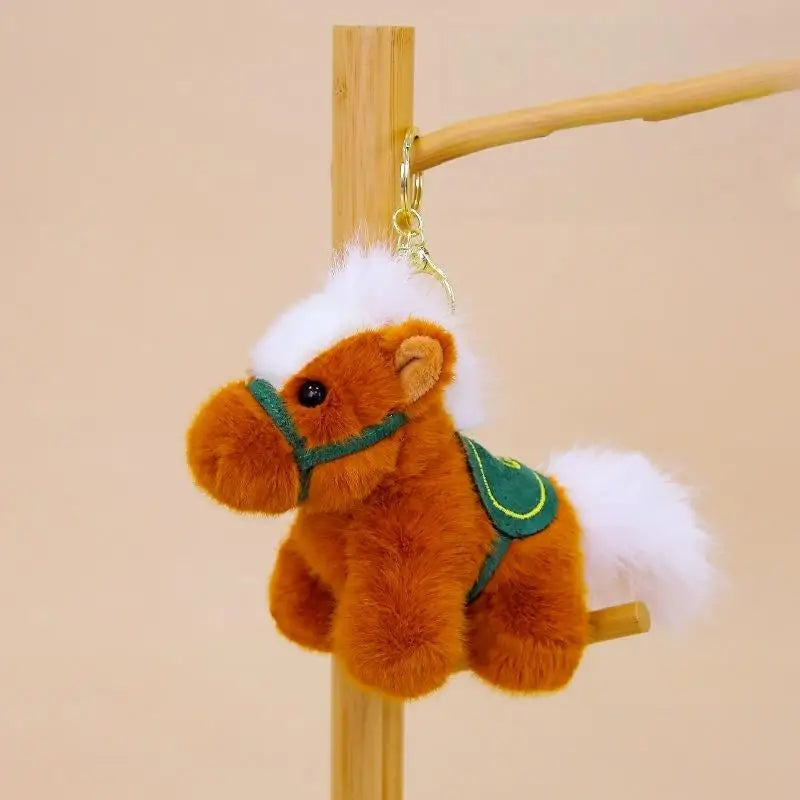 Zodiac Horse Plush Keychain – Kawaii Stuffed Bag Charm Gift Plush Keychain Charm Axl Brown