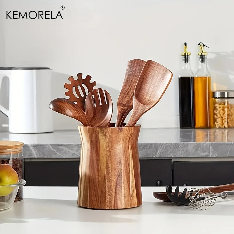 KEMORELA 360° Rotating Wooden Utensil Holder & Caddy Utensil Holder Axl