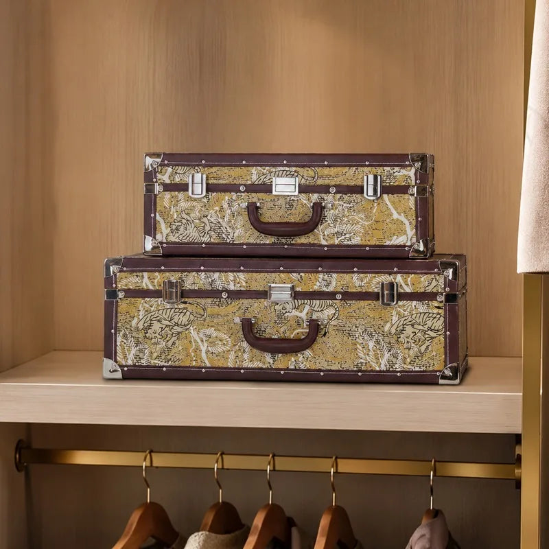 Retro Leather Storage Box – 50L Luxury Closet Organizer Bin Leather Storage Box Axl