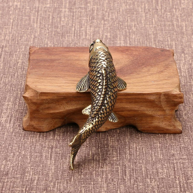 Solid Brass Carp Fish Statue – Feng Shui Desktop Ornament Brass Figurine Axl