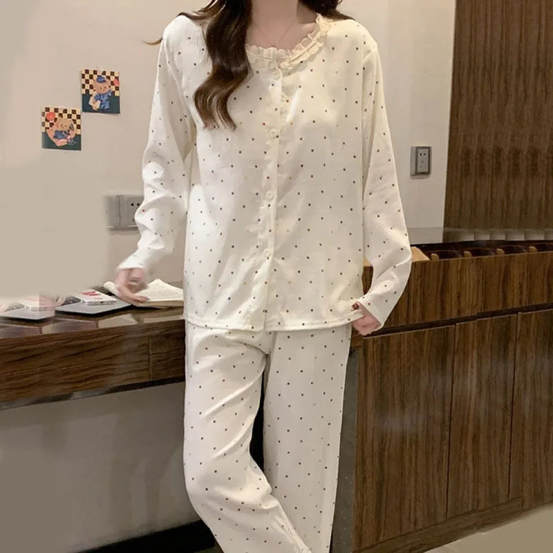 Women's Lace Pajama Set – 2-Piece Long Sleeve Loungewear Women's Pajama Set Axl
