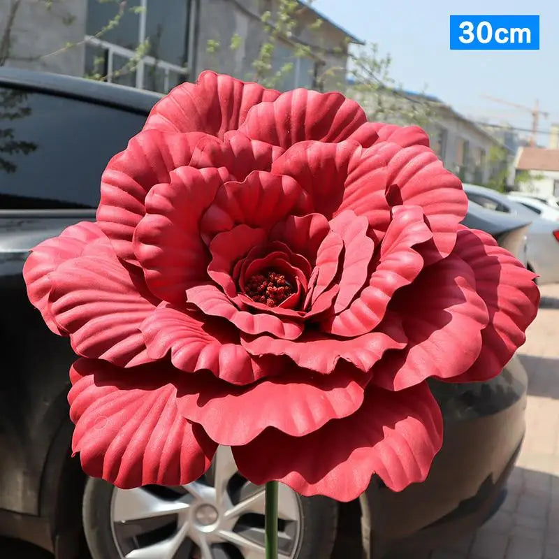Large Artificial Peony Flowers 30/40cm – Faux Floral Wall Decor Artificial Flower Decor Axl wine red 30cm