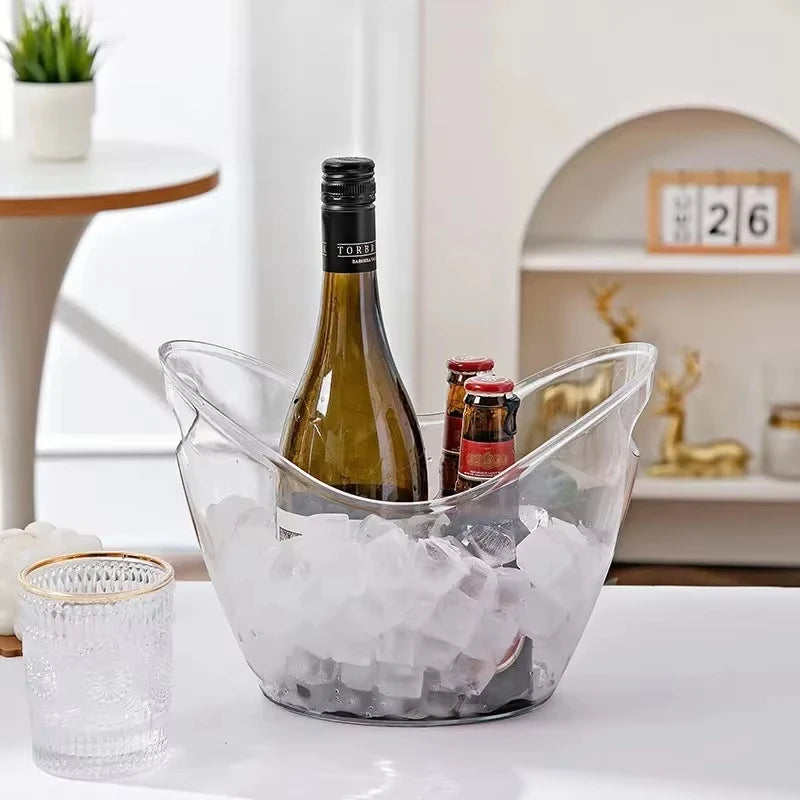 KEMORELA 4/8L Clear Ice Bucket with Handle – Wine & Beer Chiller Ice Bucket Axl