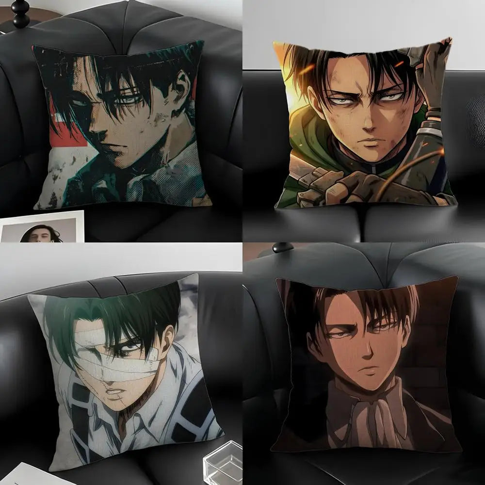Levi Ackerman Linen Cushion Cover – Anime Pillow Decor Set Anime Cushion Cover Axl