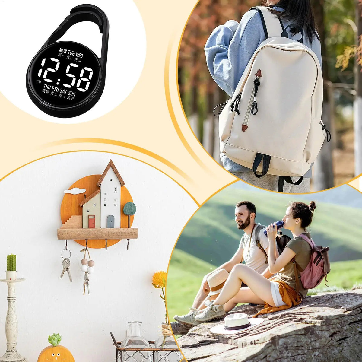 LED Digital Pocket Watch – Waterproof Night Glow Keychain Clip Digital Pocket Watch Axl Default Title