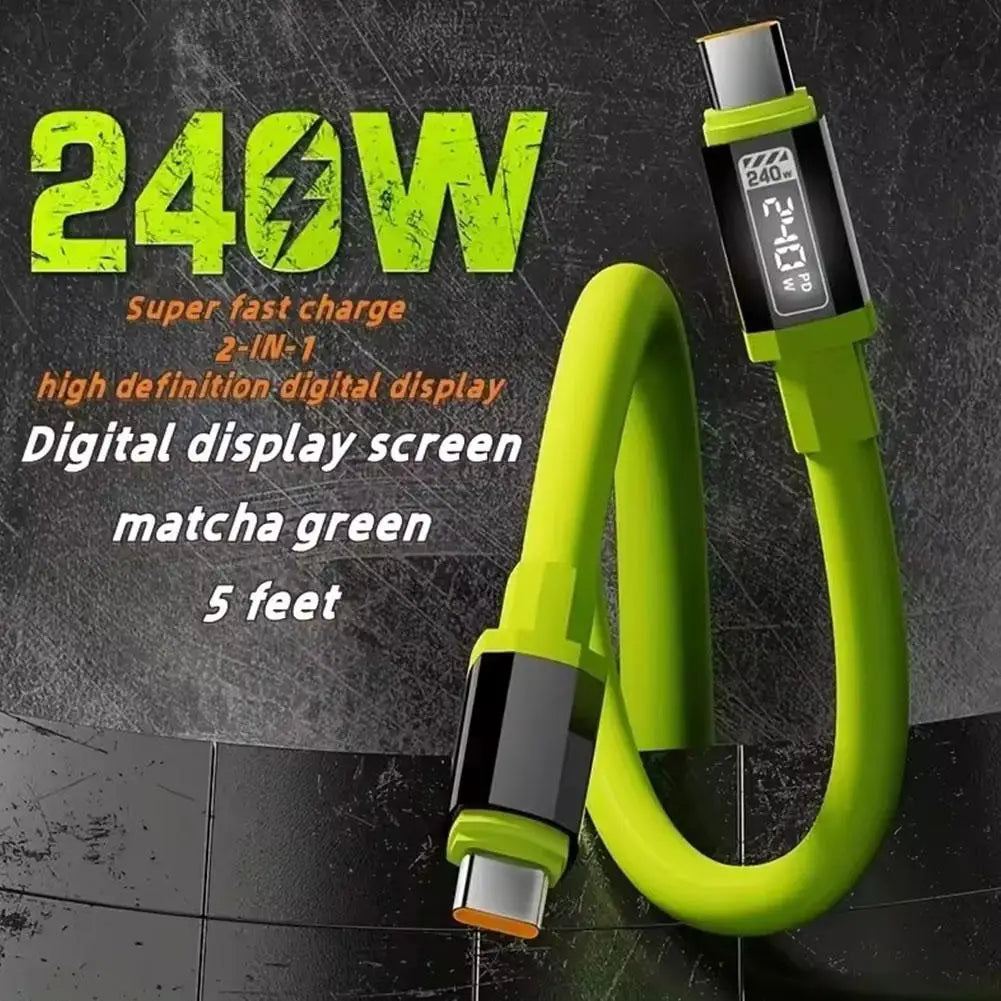 240W USB-C Liquid Silicone Fast Charging Cable – 1M & 2M USB-C Charging Cable Axl