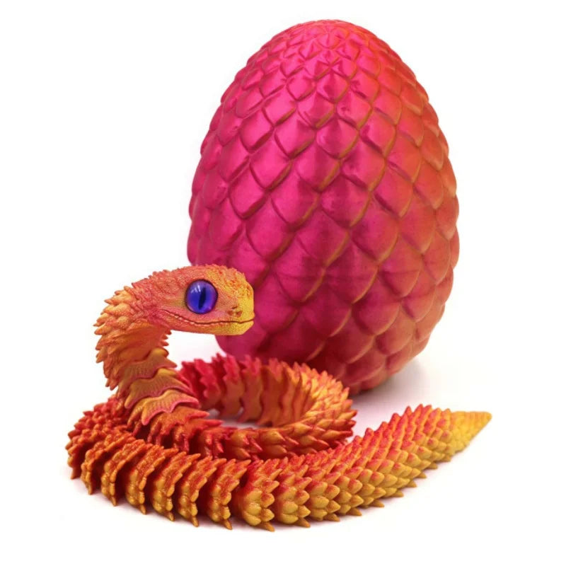 3D Printed Snake & Surprise Egg Set – Holiday Desktop Decor Novelty Figurine Set Axl