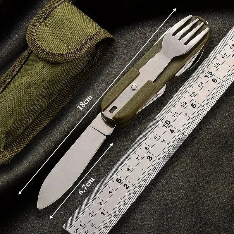 7-in-1 Foldable Camping Cutlery Set – Stainless Steel Camping Cutlery Set Axl