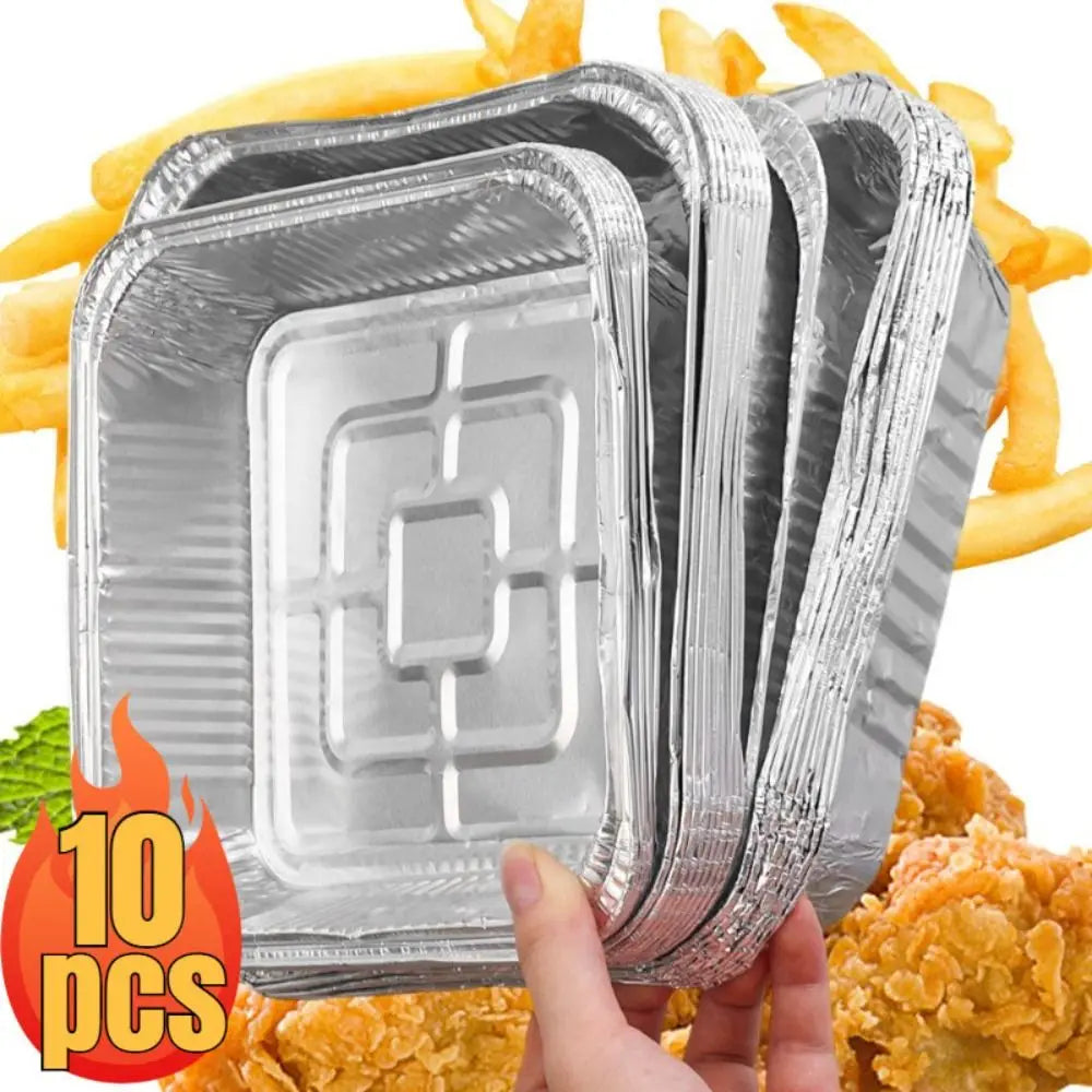 10-Pack Aluminum Foil Trays for Air Fryer, Oven & BBQ Aluminum Foil Baking Tray Axl