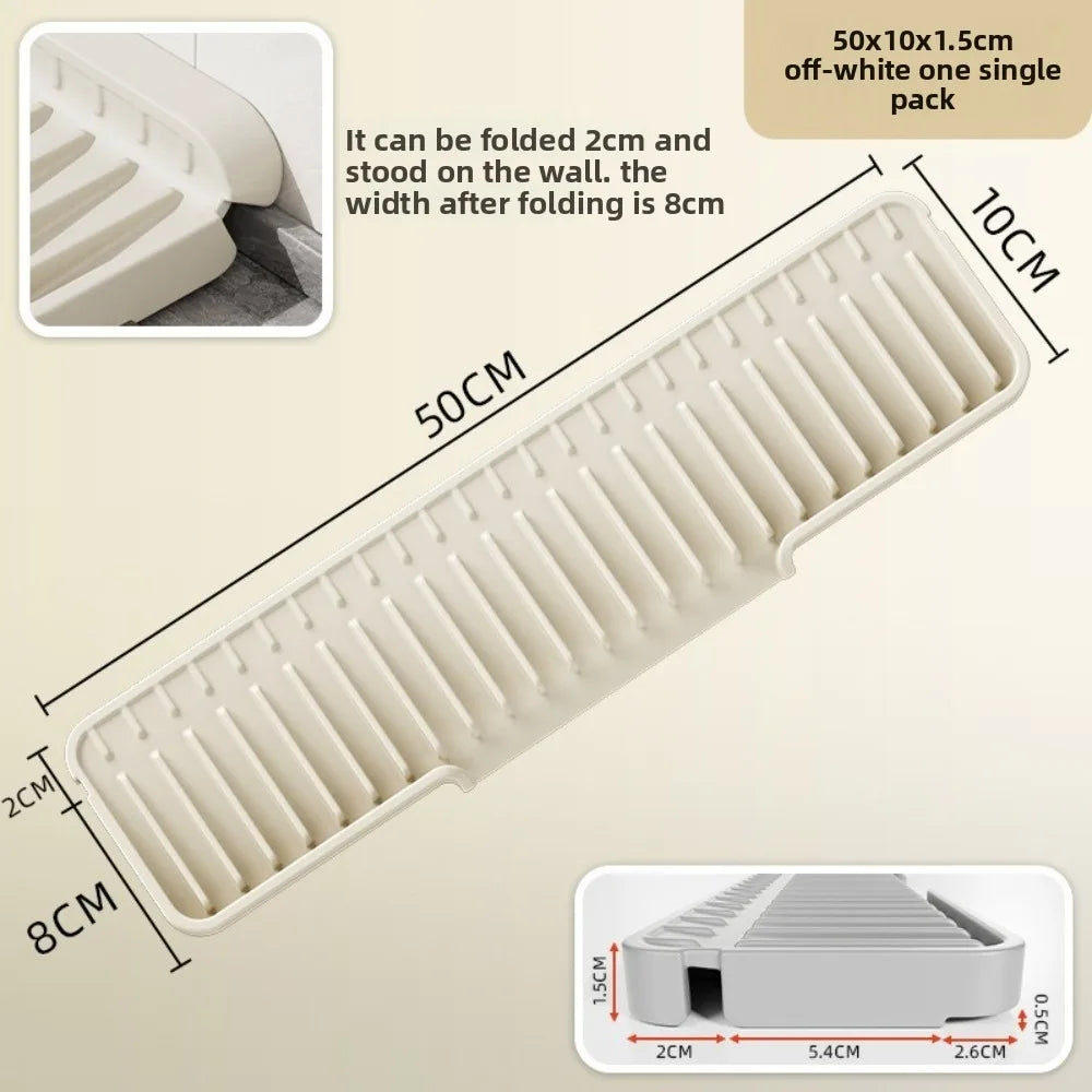 Silicone Sink Drain Pad – Anti-Slip Splash-Proof Counter Mat Sink Drain Mat Axl 50cm-White