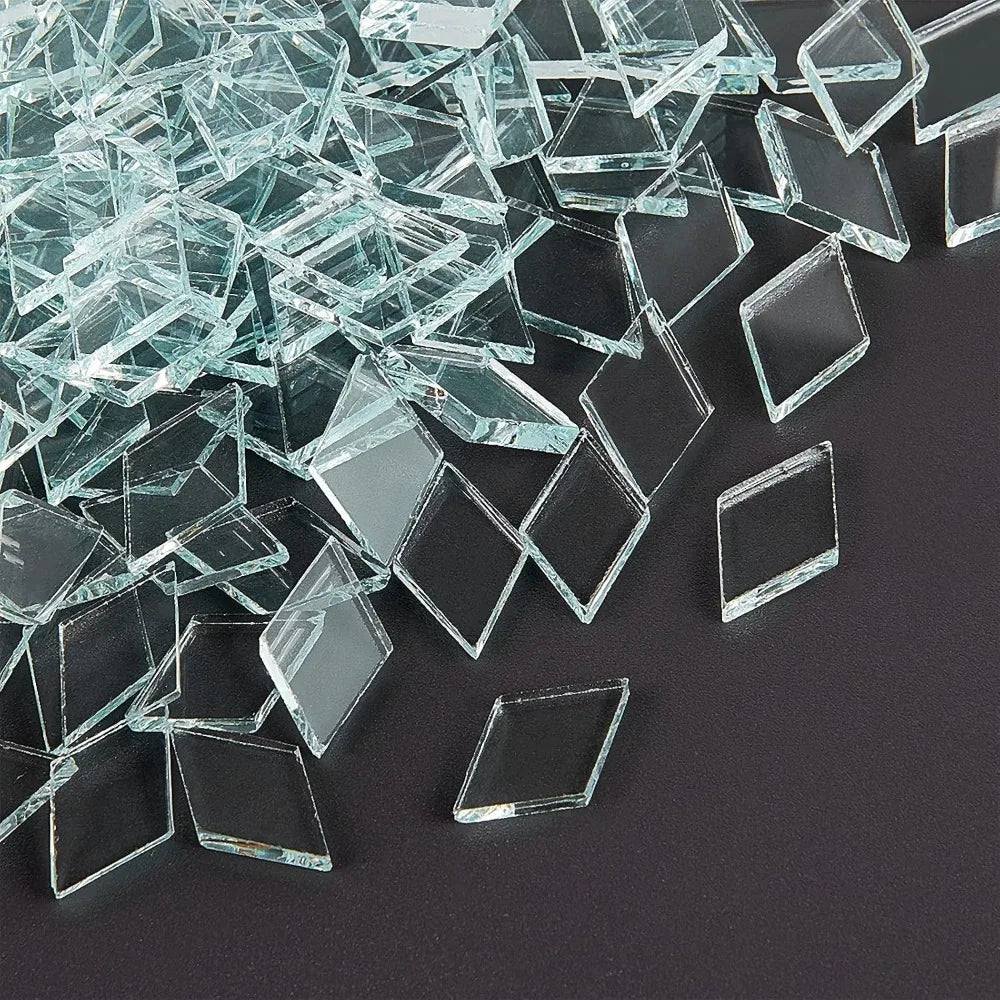 330 PCS Clear Diamond Glass Mosaic Tiles – Crystal Rhombus Craft Glass Mosaic Tiles Axl