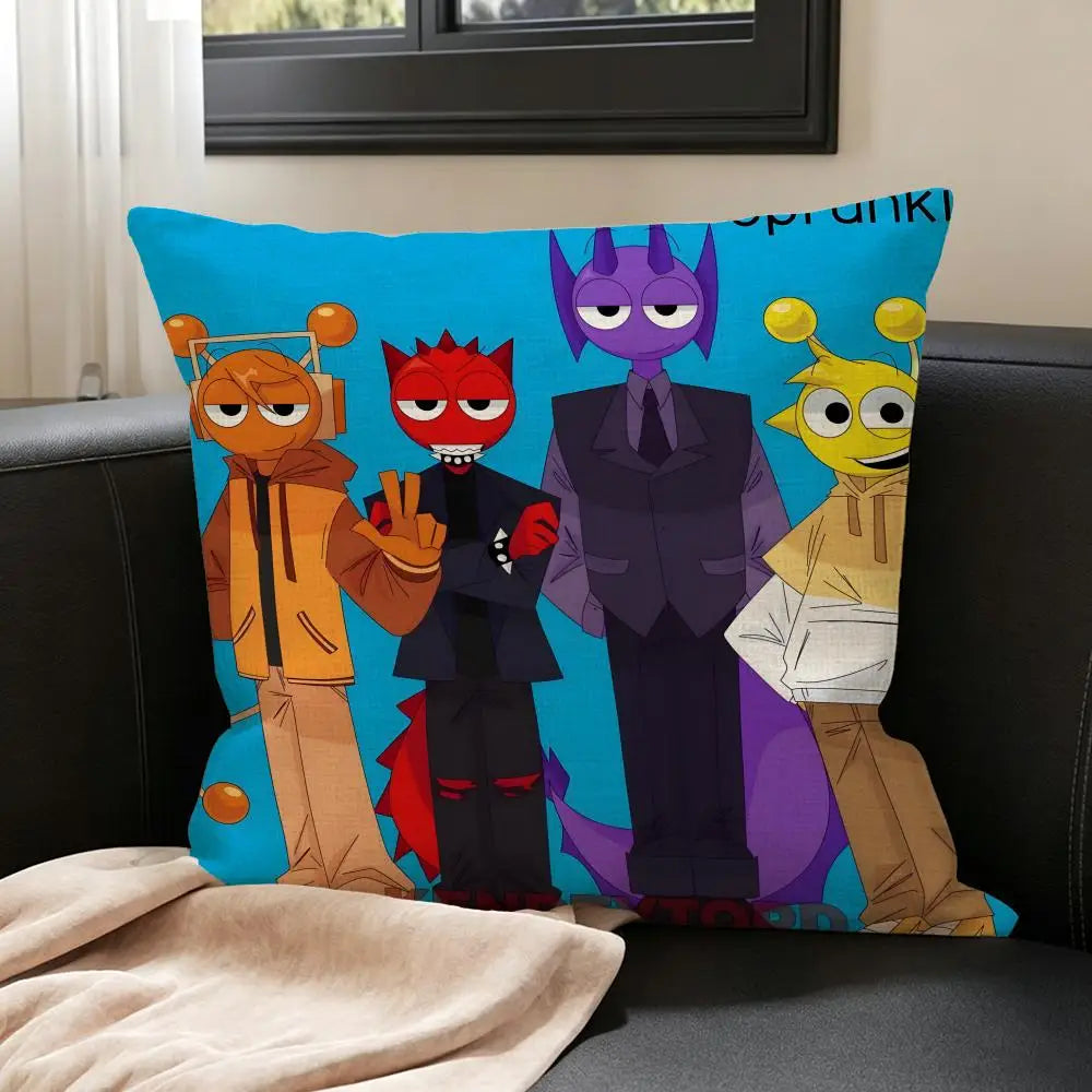 Sprunki Incredibox Linen Cushion Cover | Sofa & Bedroom Décor Decorative Cushion Cover Axl