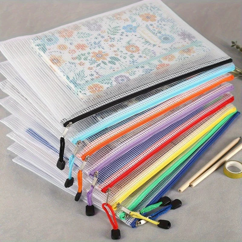 16-Piece Clear Mesh Zipper Pouches – School & Travel Organizer Zipper Storage Pouches Axl