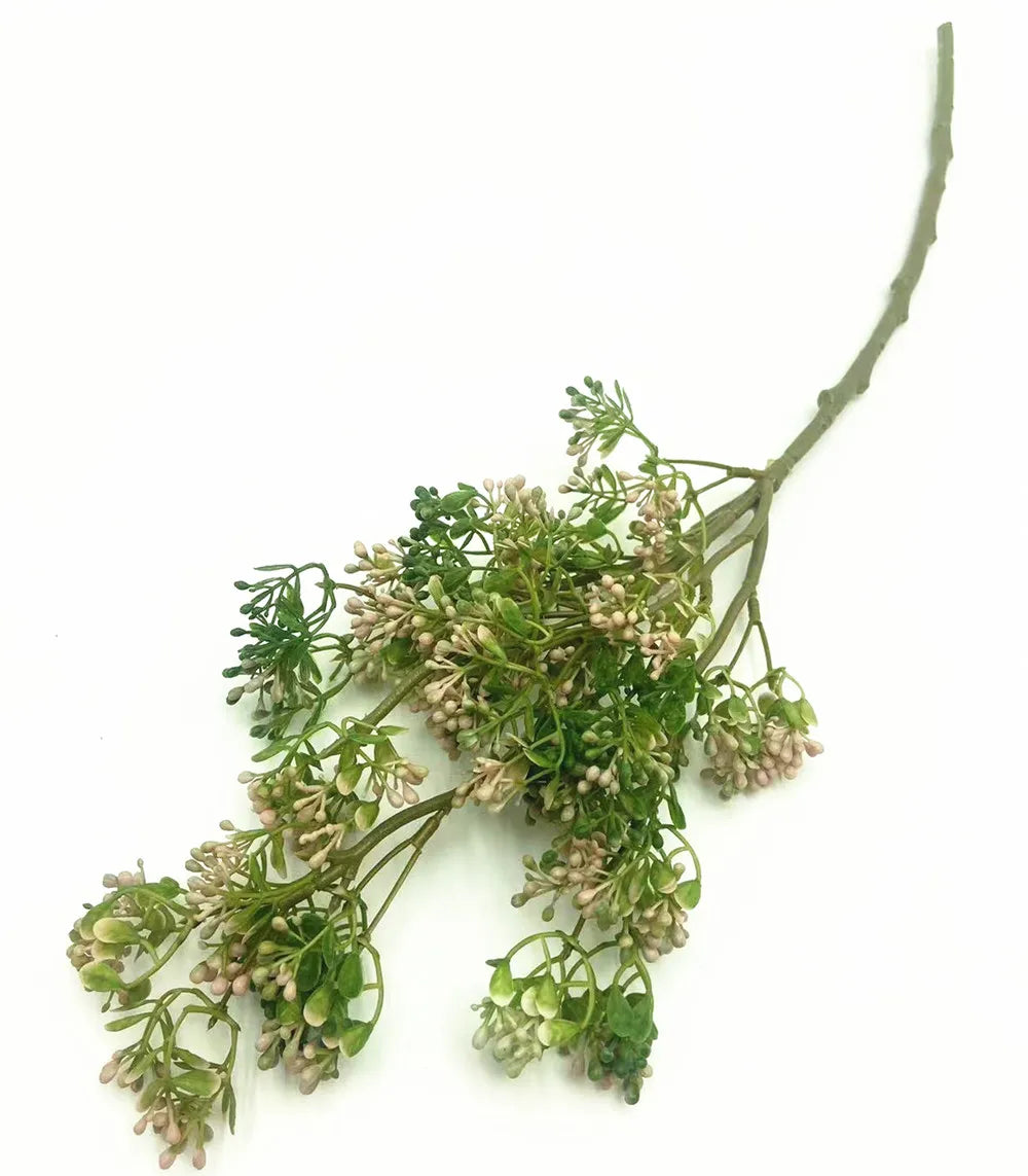 Faux Milan Berry Branch Stem – 3 Forks Artificial Flower Artificial Floral Stem Axl Light Pink