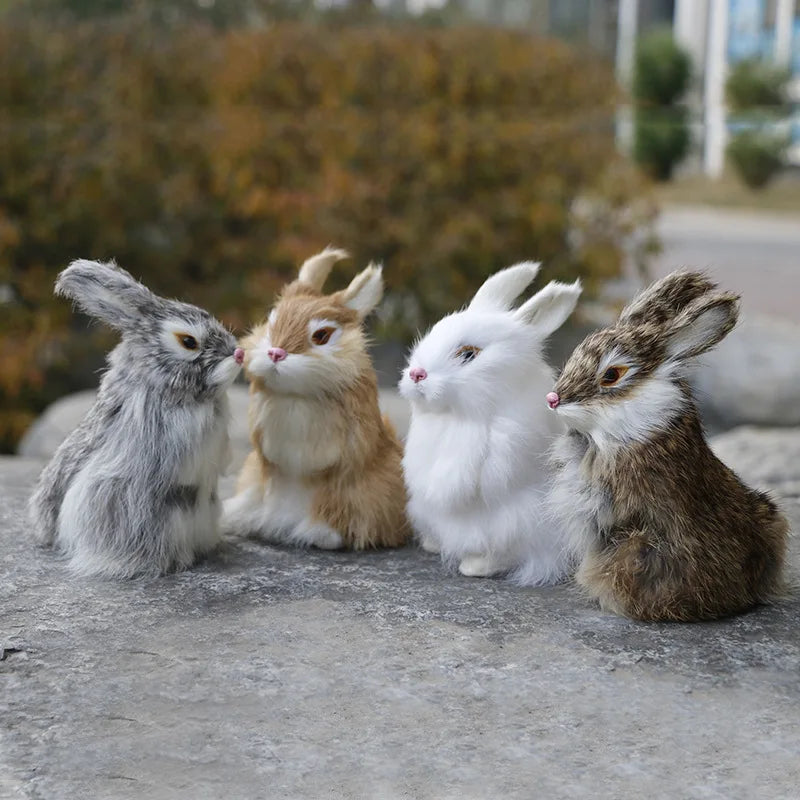 Lifelike Faux Fur Rabbit Figurine – Home & Office Décor Decorative Figurine Axl