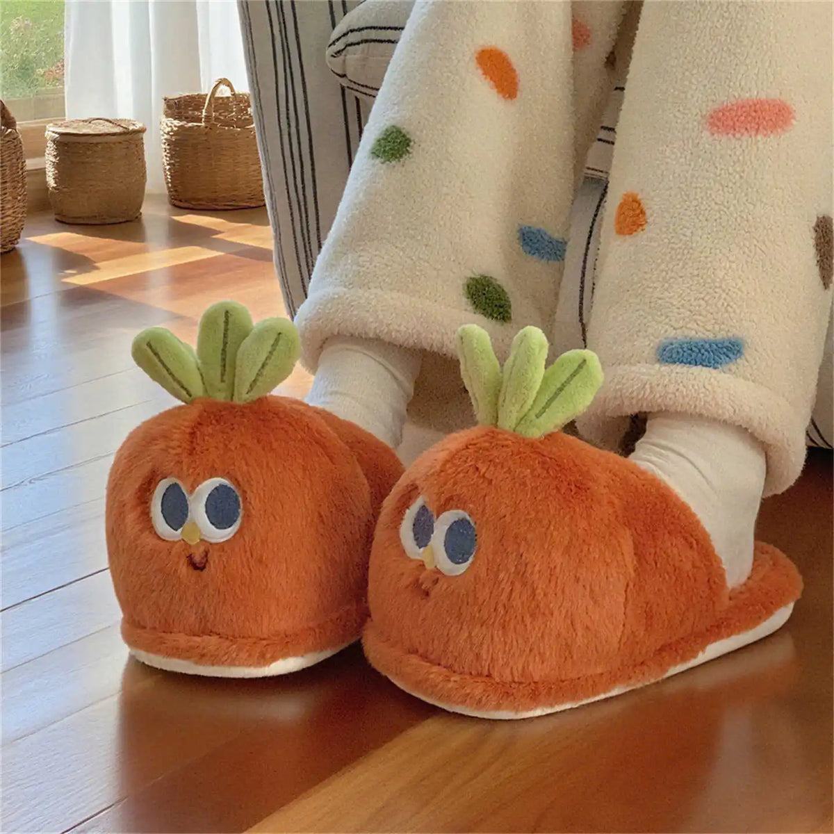 Lorilury Carrot Fur Slippers – Women's Novelty Indoor Slides Novelty Fur Slippers Axl