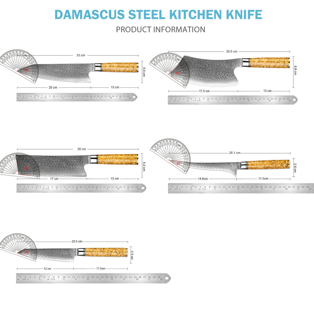 XITUO Damascus Steel Knife Set 1–5 PCS | Chef & Kitchen Knives Damascus Knife Set Axl