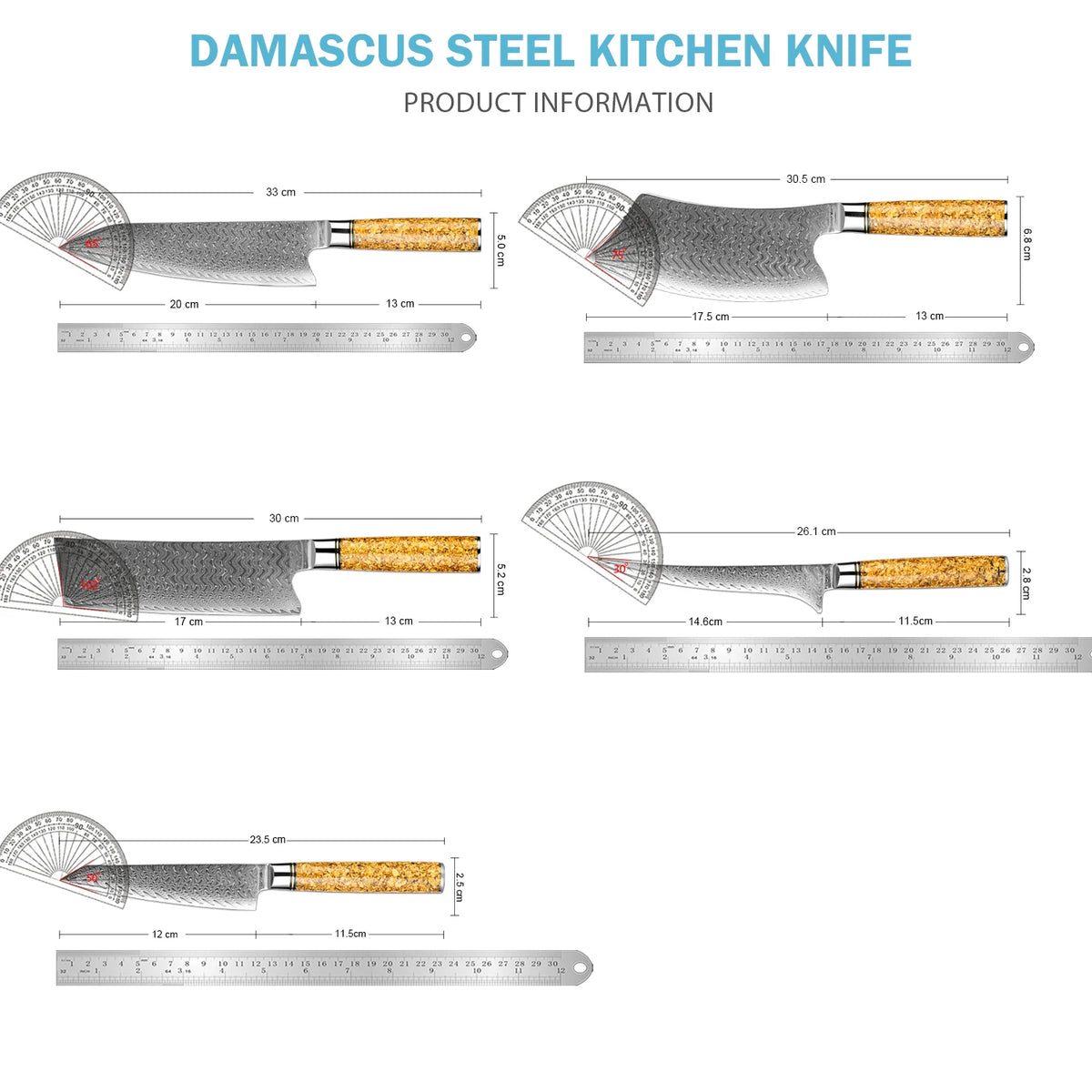 XITUO Damascus Steel Knife Set 1–5 PCS | Chef & Kitchen Knives Damascus Knife Set Axl