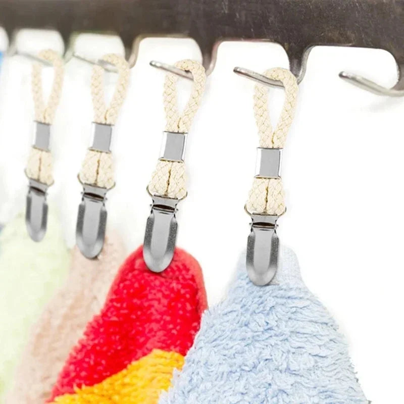 Rust-Resistant Metal Towel Clip with Cotton Rope Ring Towel Clip Axl