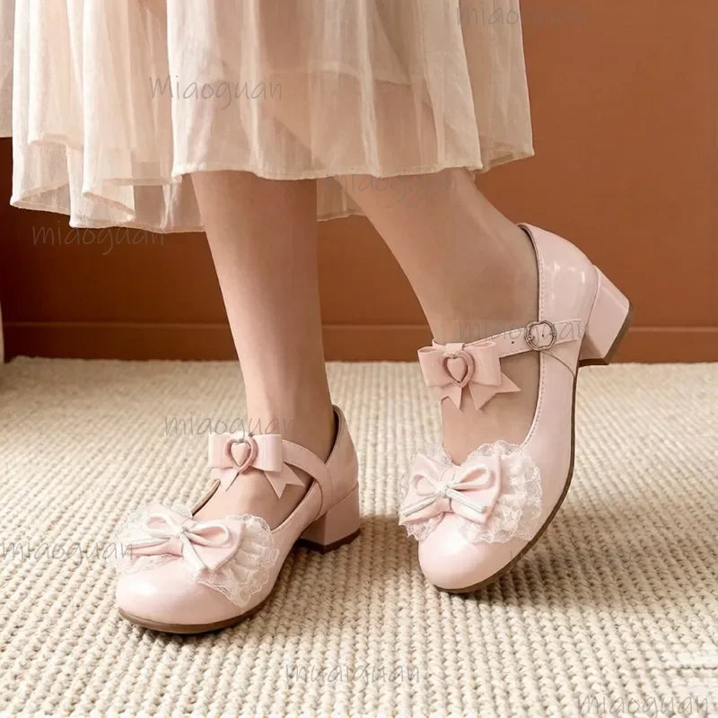 Lolita Lace Bow Mary Jane Flats – Women's Sweet Ballet Shoes Mary Jane Flats Axl