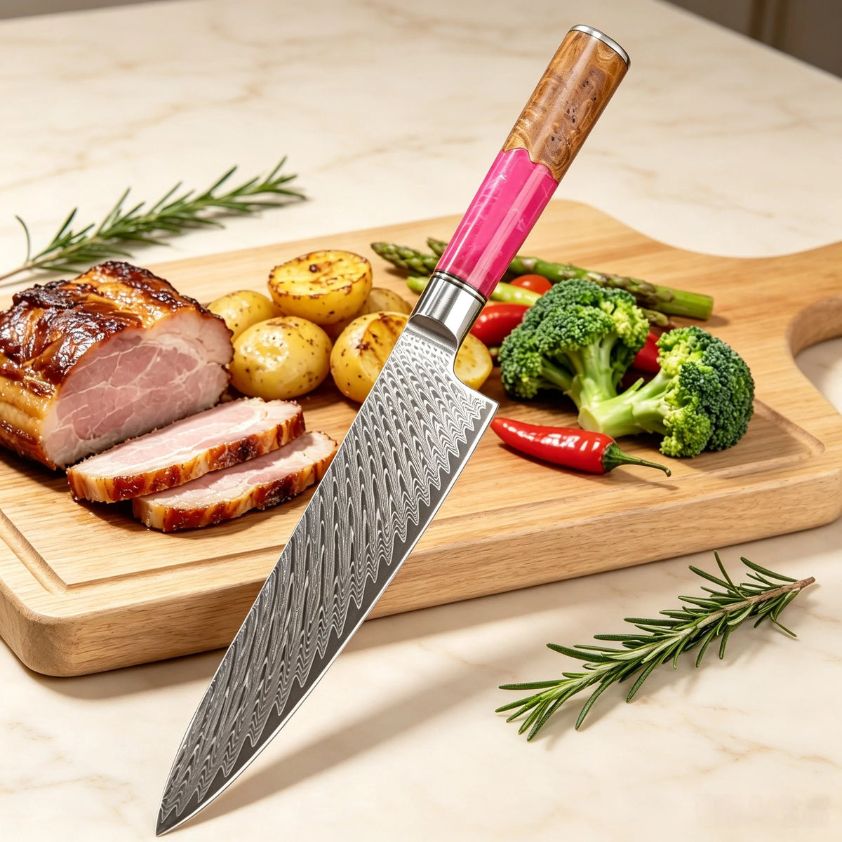 Damascus Steel 67-Layer Chef Cleaver Knife | 19.4cm Blade Damascus Chef Knife Axl