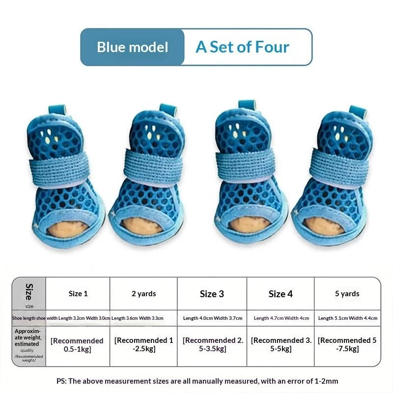 Mesh Dog Shoes 4-Pack – Nonslip Breathable Paw Protectors Dog Paw Protectors Axl B size1