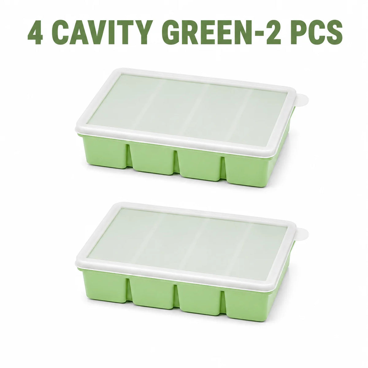 Silicone Long Ice Stick Tray with Lid – Oven Safe, Stackable Silicone Ice Tray Axl 4 Cavity Green-2 Pcs