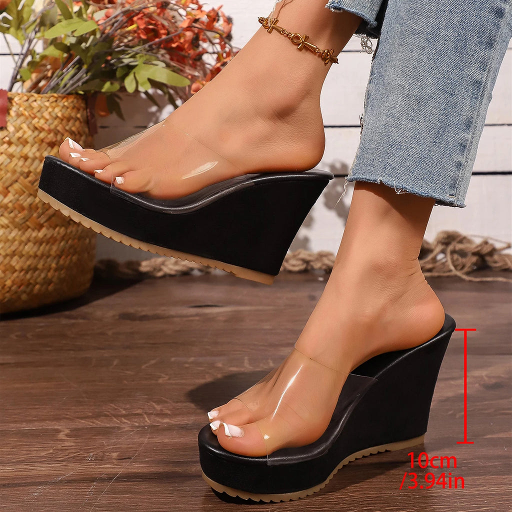 Women's Transparent Wedge Platform Sandals – Open Toe Slippers Wedge Platform Sandals Axl