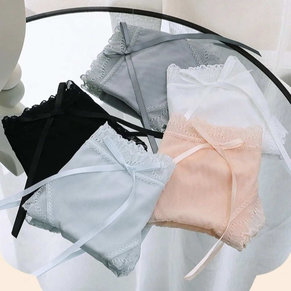 Women's Low-Rise Lace Seamless Briefs – Ice Silk Mesh Panties Seamless Lace Briefs Axl