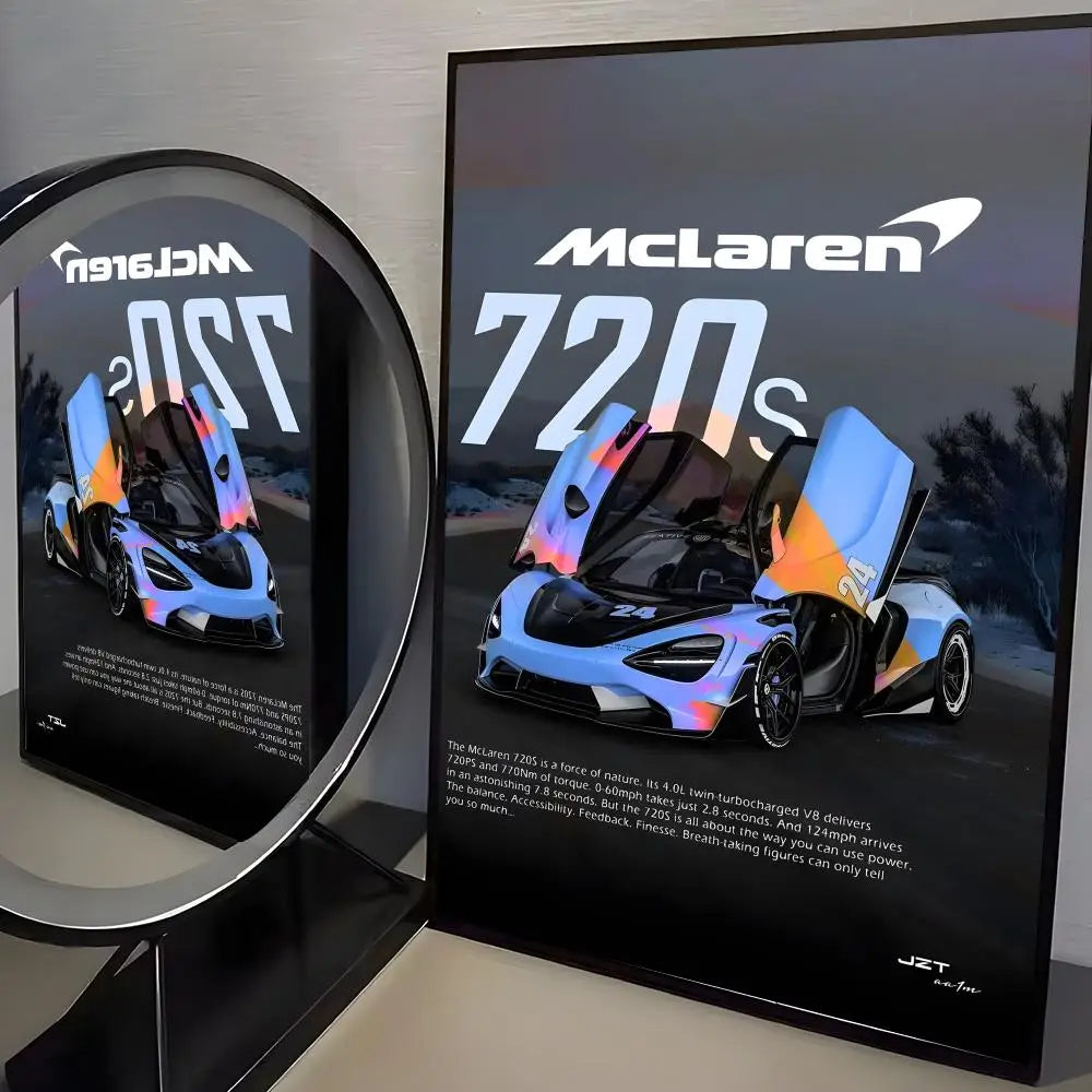 McLaren Supercar Wall Poster – Self-Adhesive Art Sticker Wall Art Poster Axl Black2 21X30cmNoframe