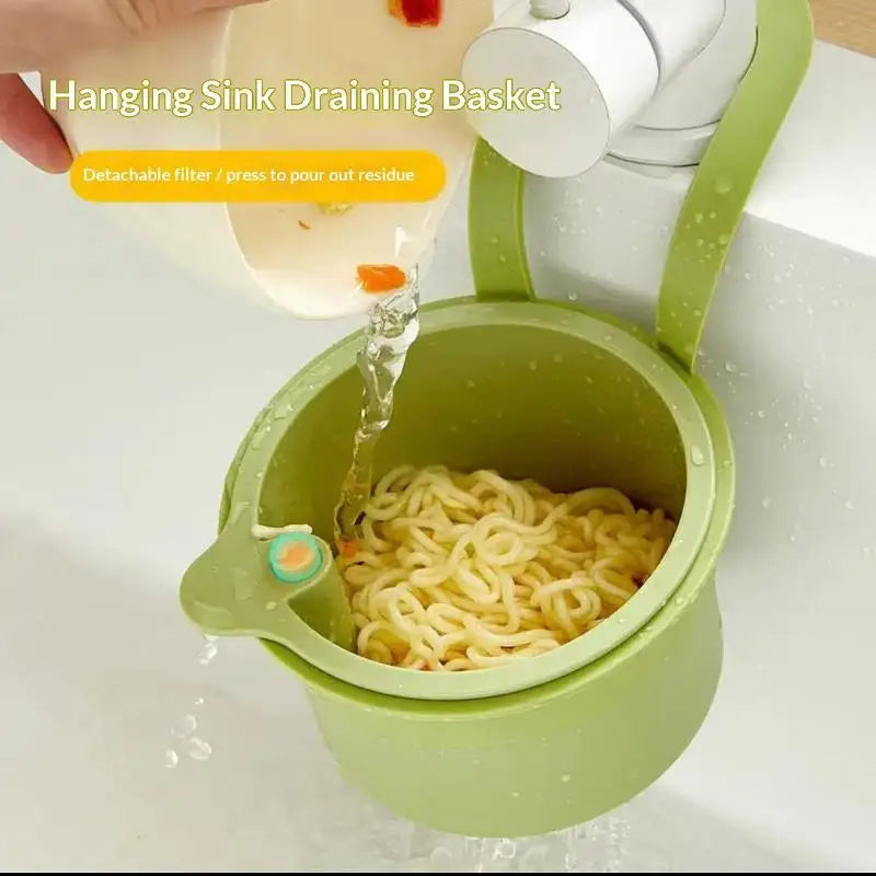 Hanging Sink Colander & Drain Basket | One-Press Empty Sink Drain Basket Axl