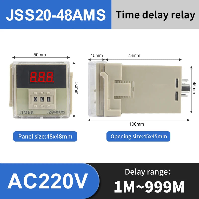 JSS20-48 Programmable Digital Time Relay DC24V AC220V LED Digital Time Relay Axl 999M-AC220v