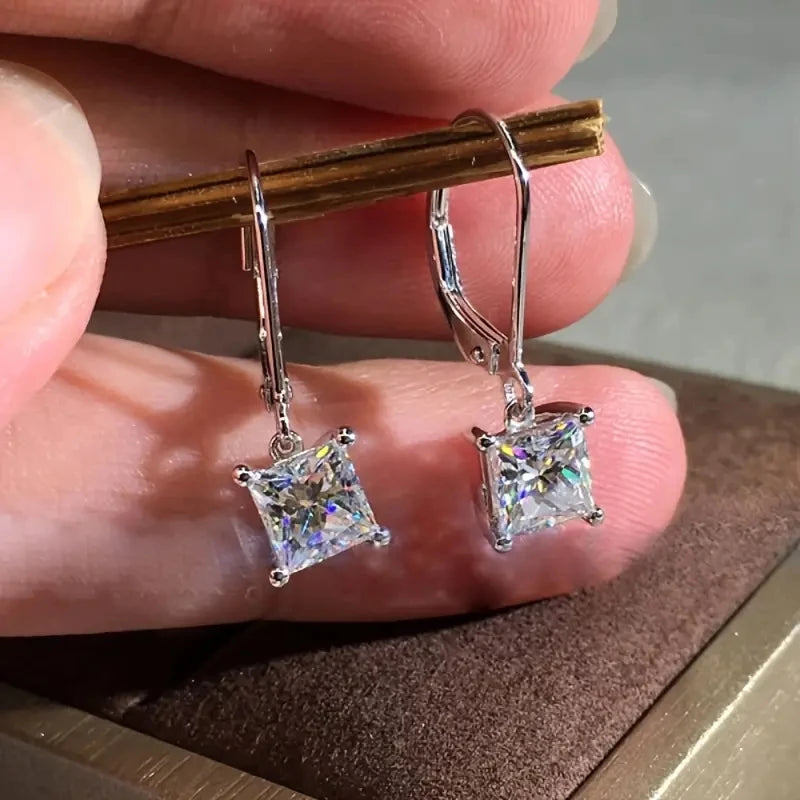 Huitan Princess CZ Dangle Earrings – Silver & Rose Gold CZ Dangle Earrings Axl