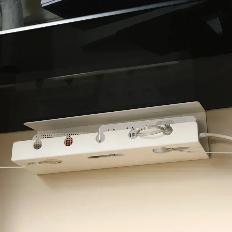 No-Drill Under Desk Cable Tray & Power Strip Organizer Desk Cable Organizer Axl
