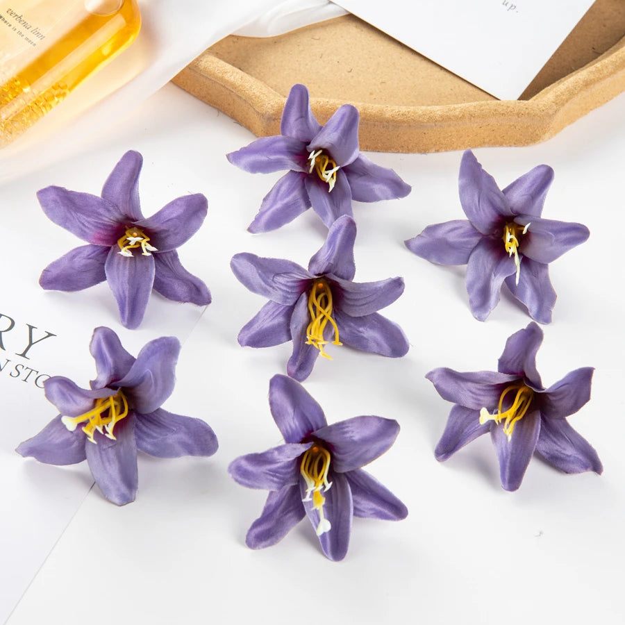 Silk Lily Artificial Flowers 10/20 Pcs – Wedding & Home Decor Artificial Silk Flowers Axl PURPLE 10 pcs