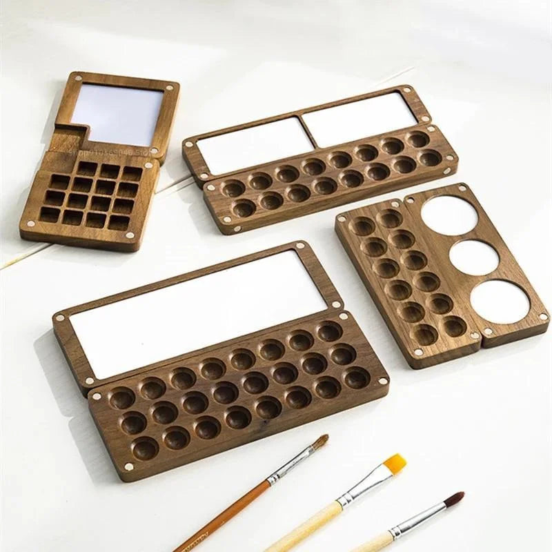 Handmade Wooden Watercolor Palette Box – Magnetic Travel Case Watercolor Palette Box Axl