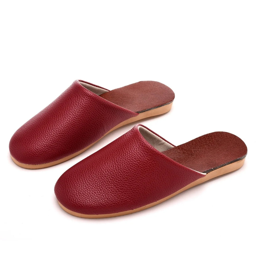 Lorilury Black PU Leather Indoor Slides – Non-Slip Unisex Indoor House Slippers Axl