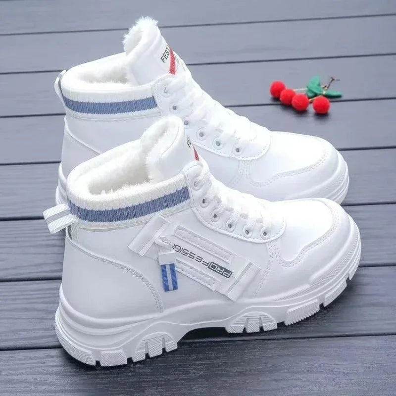 Women's Winter Ankle Boots – Plush Lace-Up Snow Sneakers Women's Ankle Boots Axl Blue women shoes 35