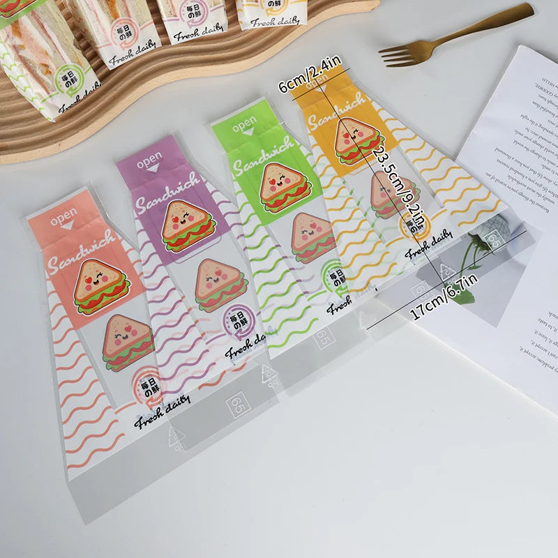 100 Pcs Disposable Triangle Sandwich Bags – Clear Food Wrap Food Packaging Bags Axl onesize one size