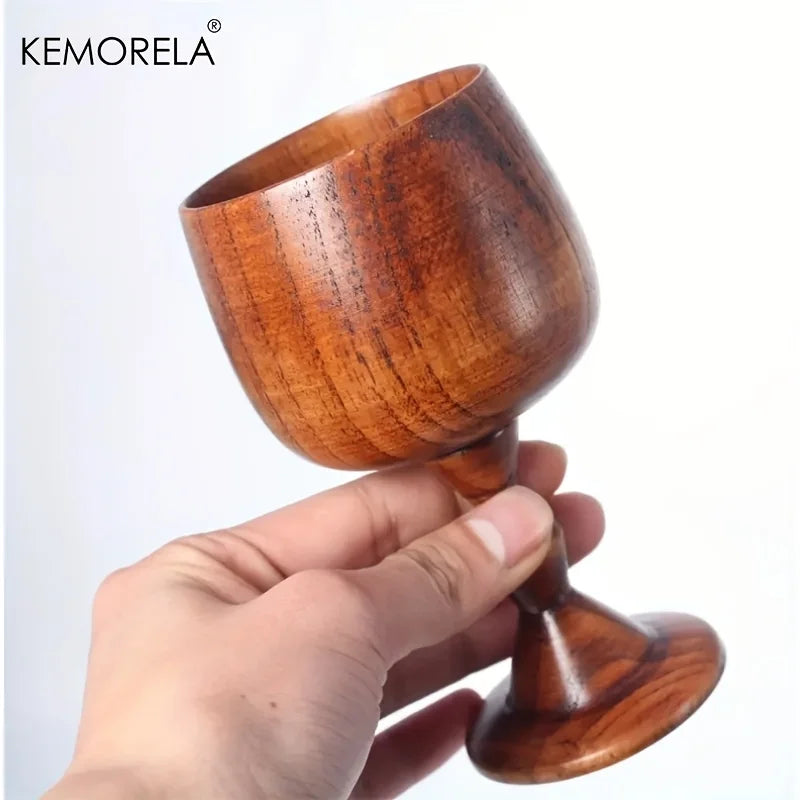 KEMORELA Handmade Spruce Wood Goblet Cup Set | 2 or 4 Pc Wooden Goblet Set Axl