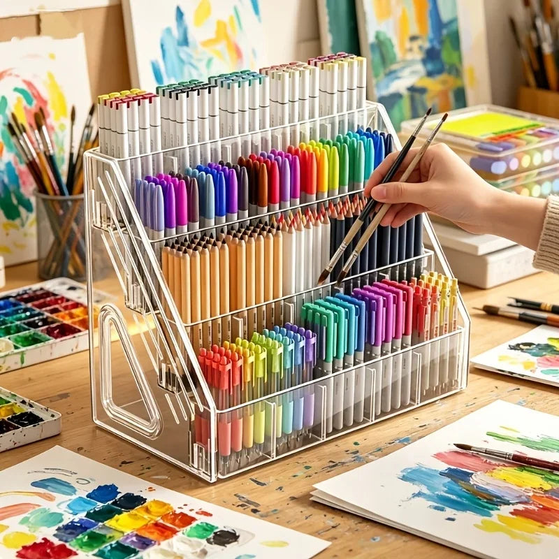 Large Capacity Acrylic Pen Holder & Desk Organizer Desk Pen Organizer Axl
