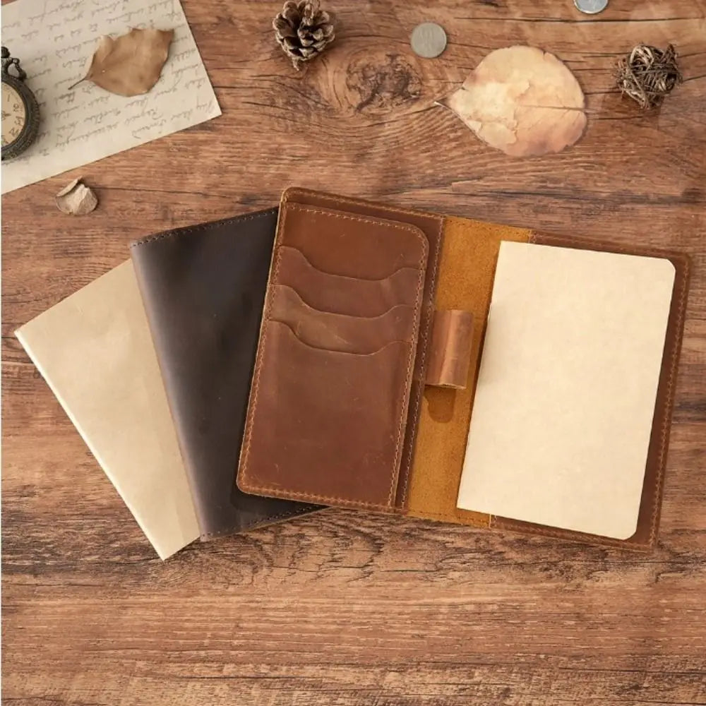Crazy Horse Leather Journal Cover – Pen Slot & Card Holder Leather Journal Cover Axl