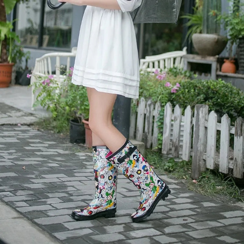 Women's Cartoon Mid-Calf Rain Boots – Non-Slip Waterproof Women's Rain Boots Axl