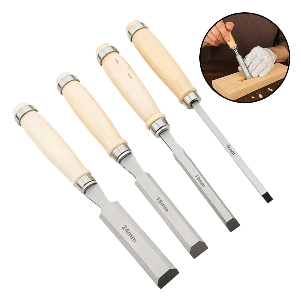 4-Piece Wood Carving Chisel Set – 45# Steel with Pouch Wood Carving Chisels Axl