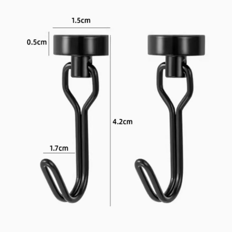 Neodymium Magnetic Hooks 5KG – 360° Swivel No-Drill, 4-Pack Magnetic Hooks Axl 2pcsblack