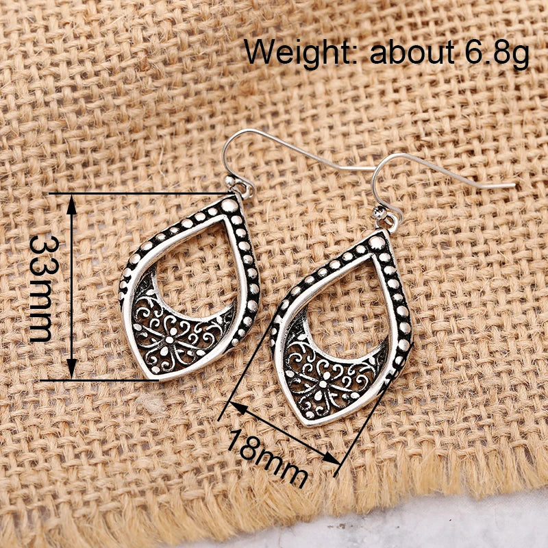 Huitan Vintage Leaf Dangle Earrings – Boho Hollow Flower Drop Dangle Earrings Axl