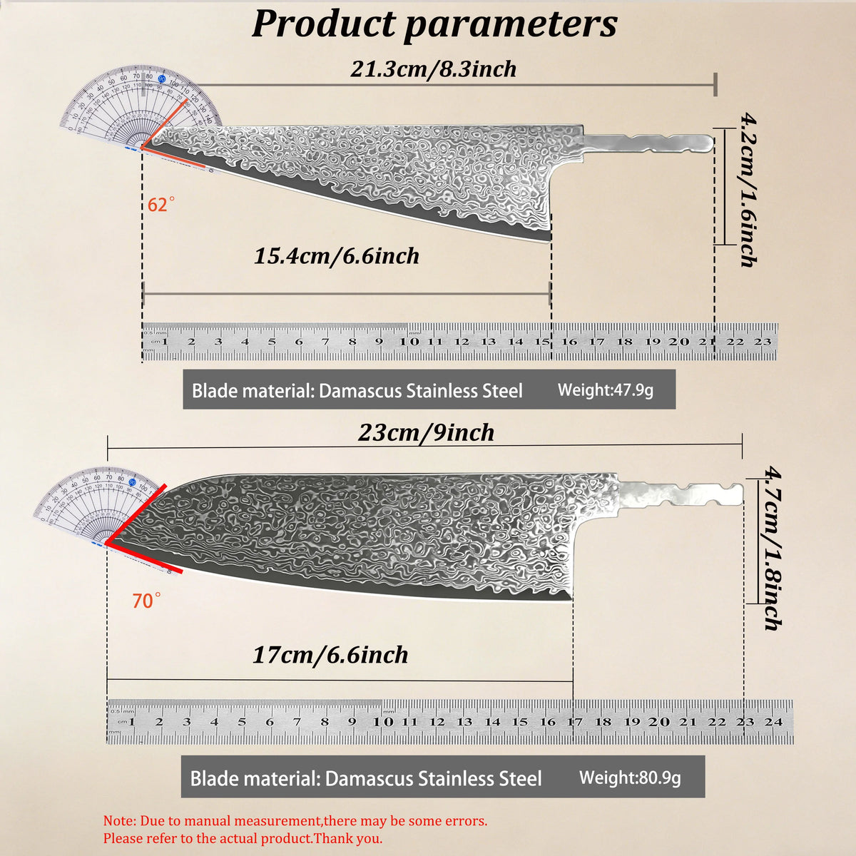 Damascus Steel Cleaver Blade Blank – Hand Forged DIY Knife Knife Blade Blank Axl